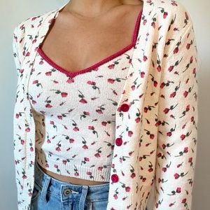 Zara floral sweater tank and cardigan set (new condition)